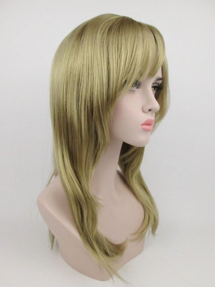 MUJER DAMA 25" LARGO PELO LISO PELUCA CON CAPAS LATERALES Y FLEQUILLO PIEL TOP SHARON Foto 3 de 4