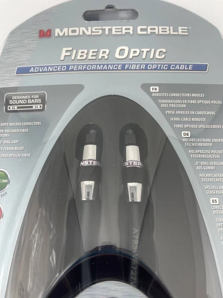 Cable coaxial digital Monster de fibra óptica plateado rendimiento avanzado 9,84 pies OEM Foto 2 de 4