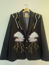 Men2Pc Bespoke Cloud Sound Embroidered Nudie Western cowboy Cocktail Prom Outfit