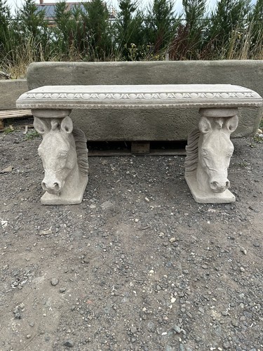 Garden Bench - Cast Stone Horse - Picture 2 of 14