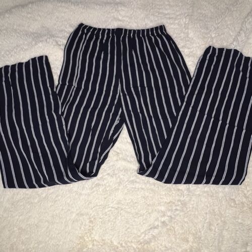 John Galt Brandy Melville Navy Striped Flowy Pants Size Small Elastic Waist