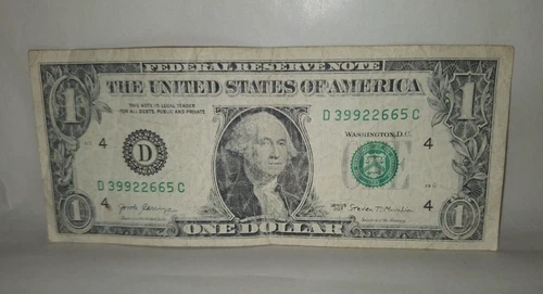 Triple Pair Consecutive Fancy Serial Number 2017 One Dollar D39922665C 9s 2s 6s