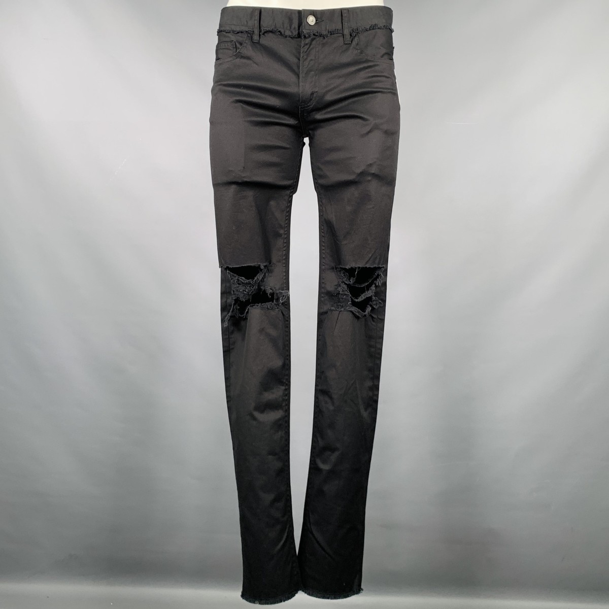 CHRISTIAN DADA Size 36 Black Distressed Cotton Zip Jeans | eBay