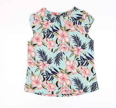 Rant & Rave Damen blau Blumenmuster Polyestermischung Bluse Größe 12