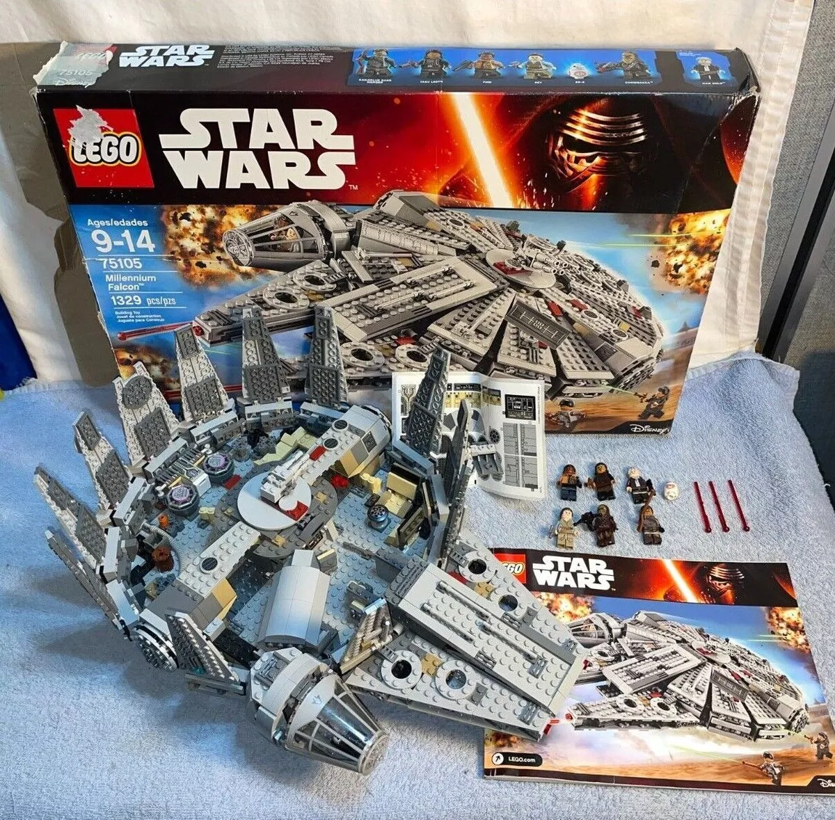 Disney Lego set MILLENNIUM FALCON + 7 Mini-Figs ASSEMBLED + BOX | eBay