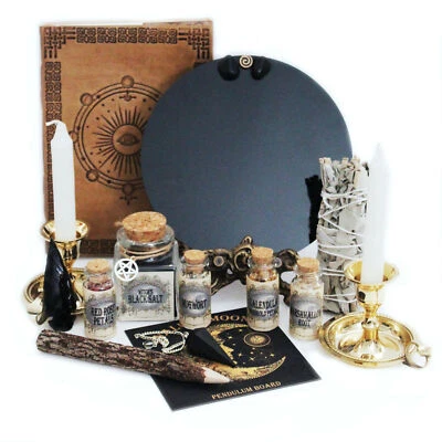 UnaLunaMoona Scrying Mirror Witchcraft Kit Altar Supplies Wicca Divination Pagan