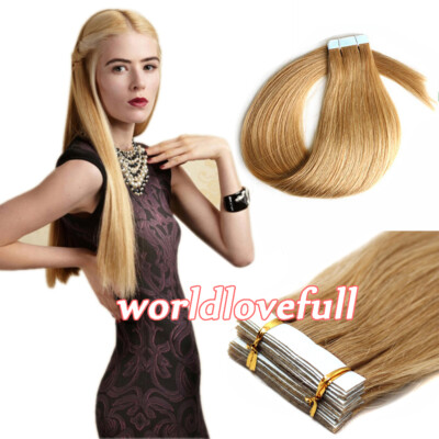 Tape In Extensions Haarverlängerung Glatt 20-40 Tressen 100% Indischem Remy Haar