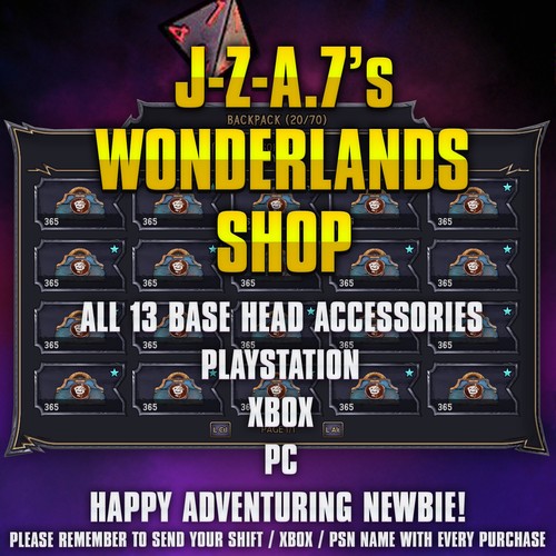 PS/XBOX/PC Tiny Tina's Wonderlands TODOS LOS ACCESORIOS DE CABEZA COSMÉTICOS ENGRANAJES SKINS DLC - Imagen 42 de 55