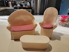 Vtg 1984 Meritus Fashion Doll Wicker- Look Plastic Furniture Set Barbie
