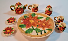 Small Poinsettia Flower Woodland Miniature Tea Set