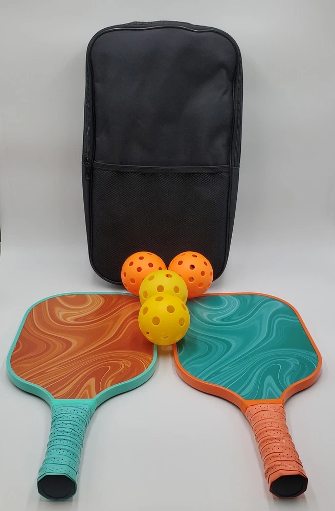 Pickleball 2 Rackets 4 Balls 1 Black Nylon Carrying Case Set Shoulder Strap NEW Pickleball 2 Rackets 4 Balls 1 Black Nylon Carrying Case Set Shoulder Strap NEW