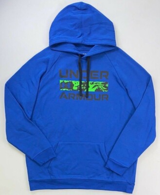 Under Amour Mens solid blue hooded sweatshirt Hoodie XLT Tall XL