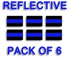PACK OF 6 REFLECTIVE THIN BLUE LINE  1''x1.5'' Decals Stickers Police Trooper