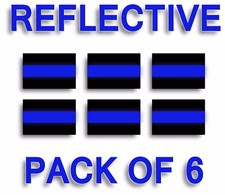 Pack Of 6 Reflective Thin Blue Line 1x1.5 Decals Stickers Police Trooper