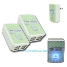 2X USB 4 PORT WALL ADAPTER POWER CHARGER FOR IPHONE 5 5S 5C IPAD MINI IPOD TOUCH
