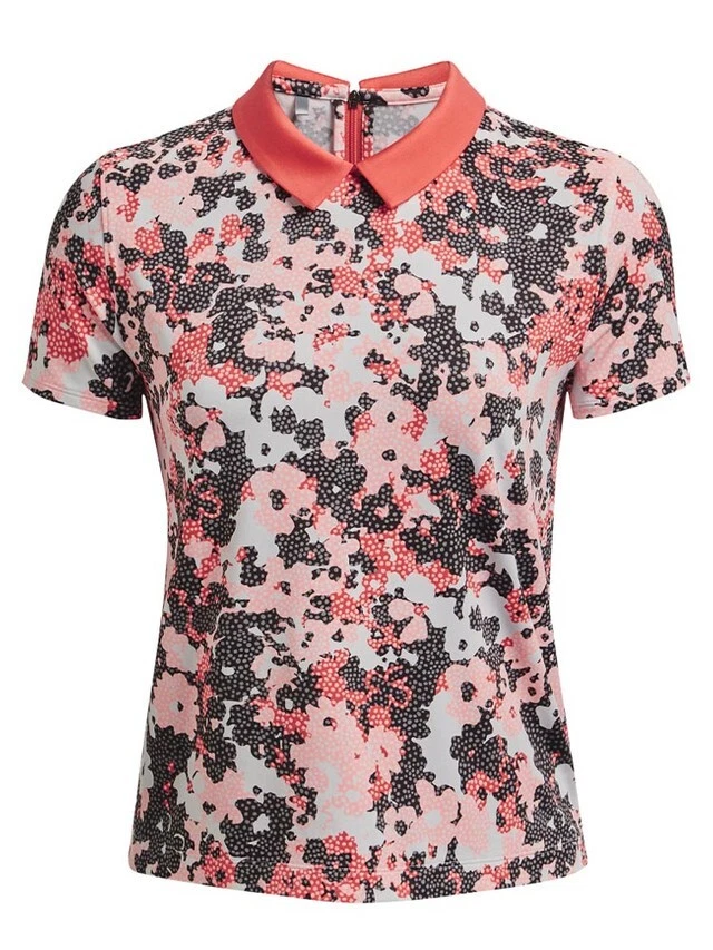 UNDER ARMOUR Women's Zinger Rise SS Golf Polo NWT Vermillion / Pink Sands MEDIUM