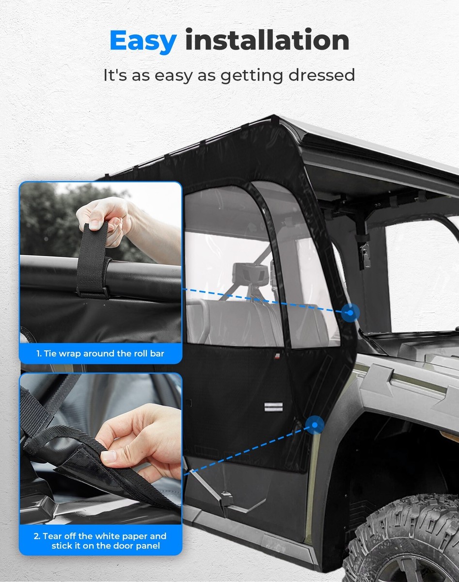 UTV Zipper Soft Cab Enclosure Doors for TRACKER 800SX Crew 2020