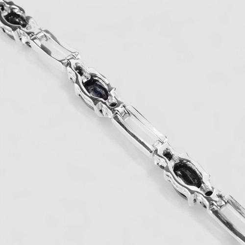 Delicate Blue Sapphire Bracelets 925 Sterling Silver White Gold Fine Jewelry - Picture 7 of 11