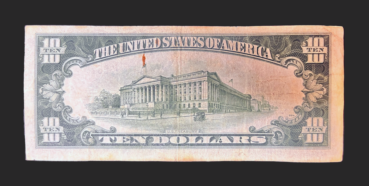 【Bel-Ami】10セット ヴィンテージ株券 アメリカ 紙もの 1934A $10 Silver Certificate – Yellow Seal WWII North Africa