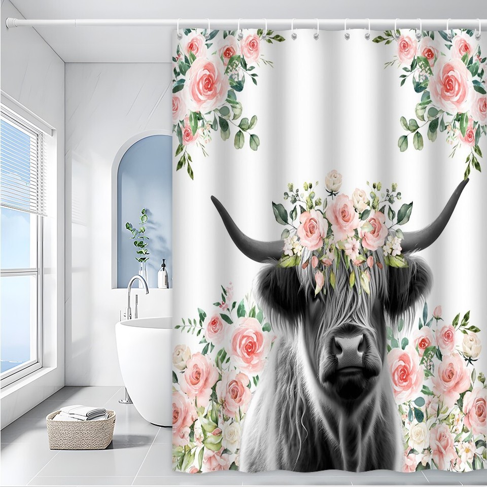 Tenda Doccia Foglia 180x180 Cm Con 12 Ganci - Bianca Con Rami Verdi (Poliestere, Lavabile) - 4