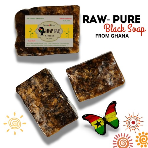 Raw African Black Soap 4oz 100% Pure Organic Unrefined Ghana Face Body Wash Bulk - Picture 19 of 24