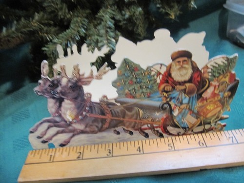 2 MERRIMACK DIECUT CARDBOARD SANTA & REINDEER CANDY BOX & 13" LITTLE GIRL ANGEL - Picture 5 of 15