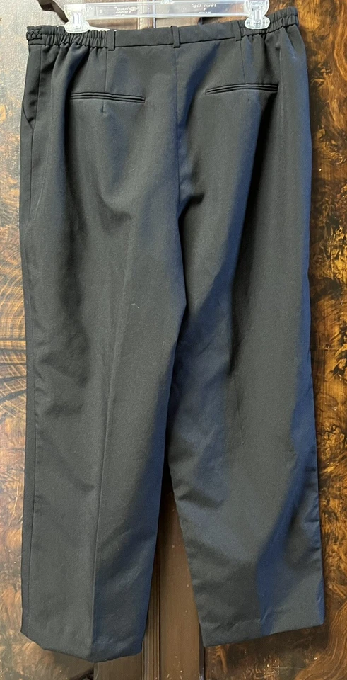 Larry Levine Pants Women Sz 20W Black Braid Waist Detail Dress Pockets Stretch - Image 2 of 4