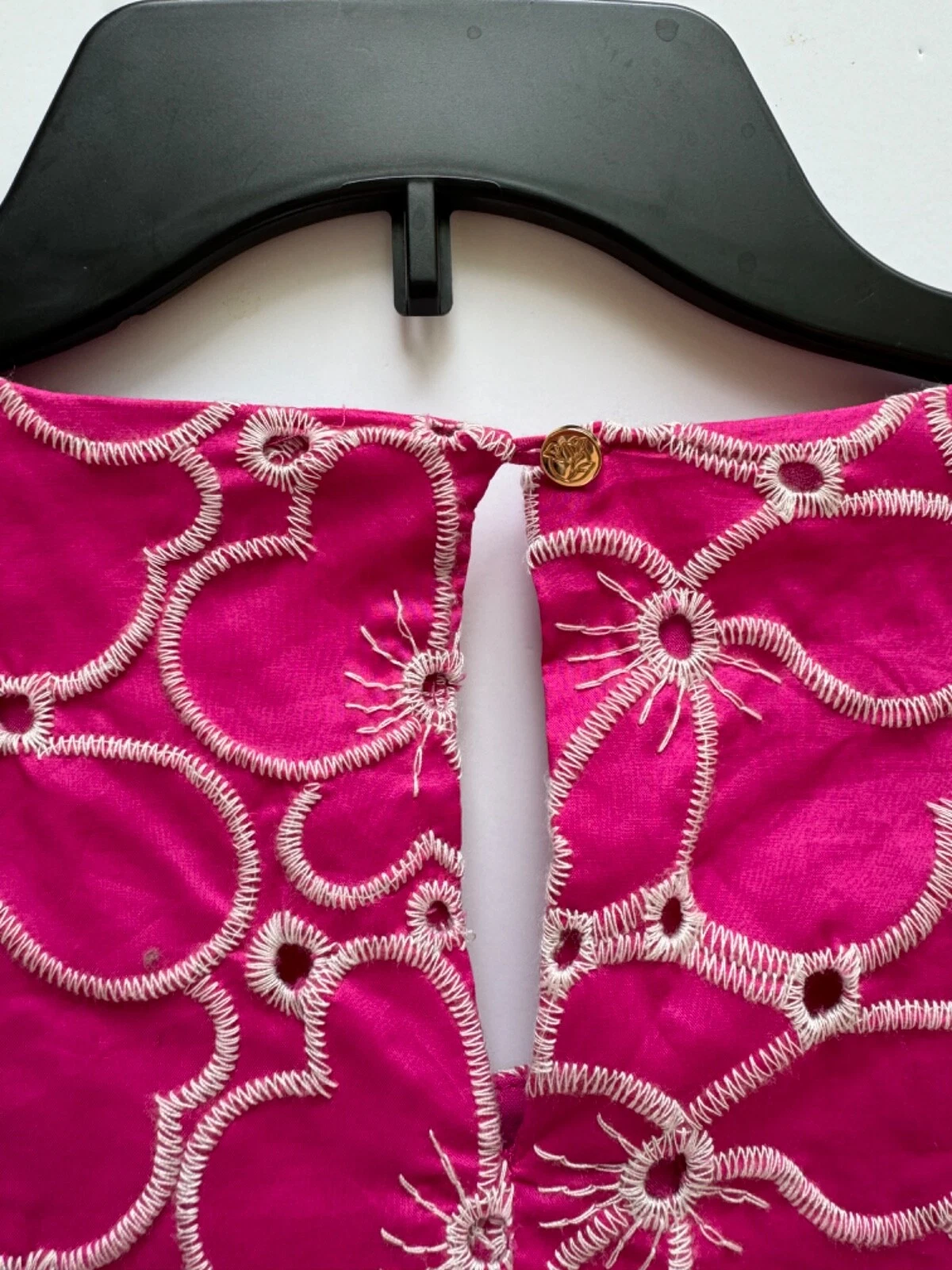 VETEMENTS Abito corto Draper James RSVP ricamato floreale mezza manica fucsia taglia XL