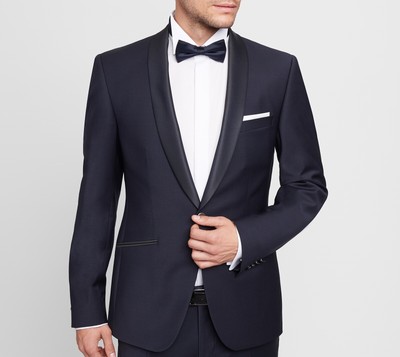 Smoking Elegante da Cerimonia Blu Digel Slim Fit Lana Stretch effetto  Brillante | eBay