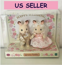 Sylvanian Families Bride Groom Happy Wedding RETIRED Pink Set Calico Critters