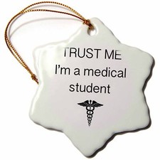 3dRose Trust me I  m a medical student 3 inch Snowflake Porcelain Ornament