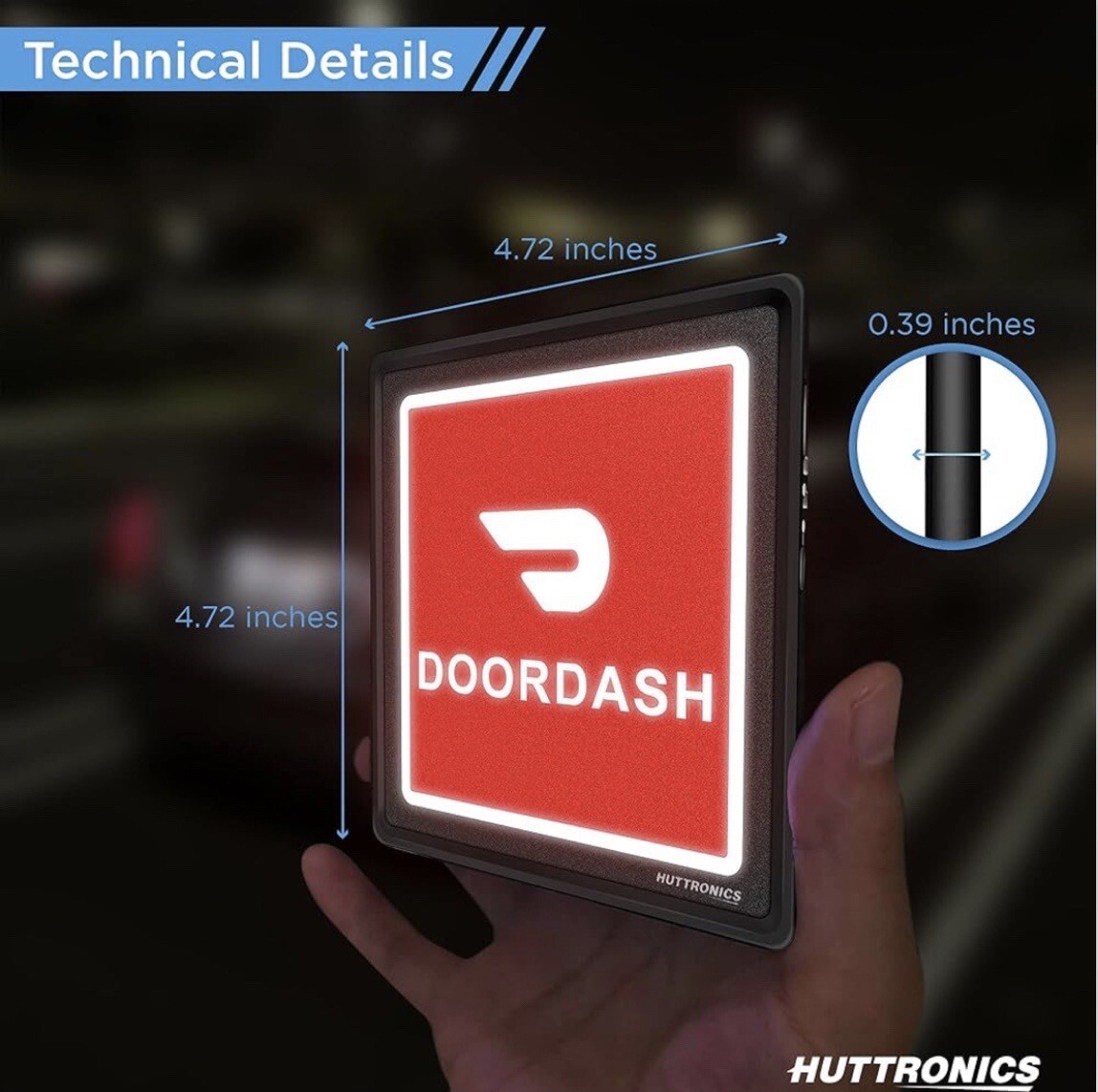DoorDash Light Sign Bright LED Amp for Door Dashers Removable
