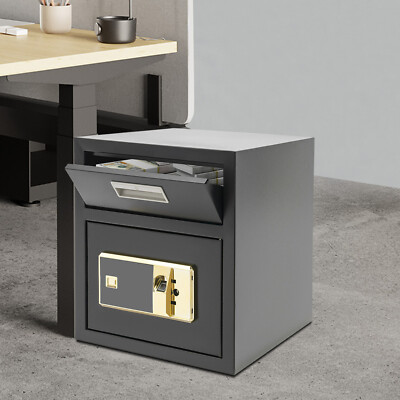 0.64ft3 Drop Box for Money&Mail Drop Slot Safe Cash Depository Safe Black W/Keys
