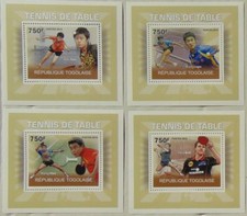 Table Tennis Masters SET 4 SHEETS DELUXE Togo 2010 Mi.3619-22 #TG10308d