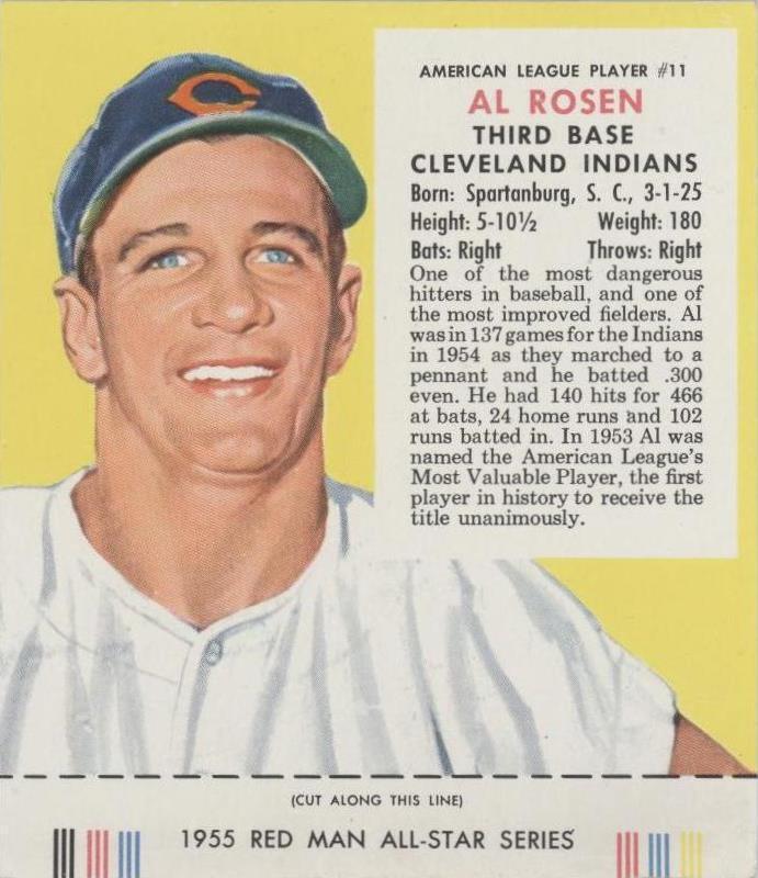 1955 Red Man Tobacco All-Star Team - Al Rosen #11 - 1 of 1
