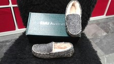 NIB EMU WOMENS MOCASSINS SHEEPSKIN LEATHER black 5