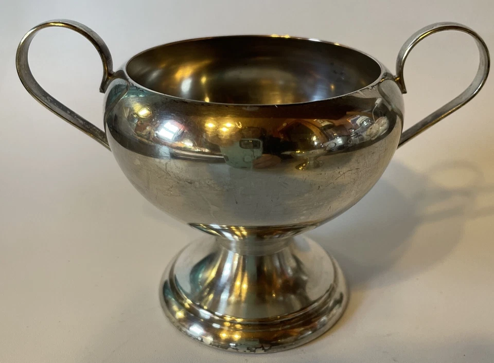 Винтажный посеребренный пьедестал Sugar & Creamer высотой 3,25 дюйма - Изображение 4 из 4