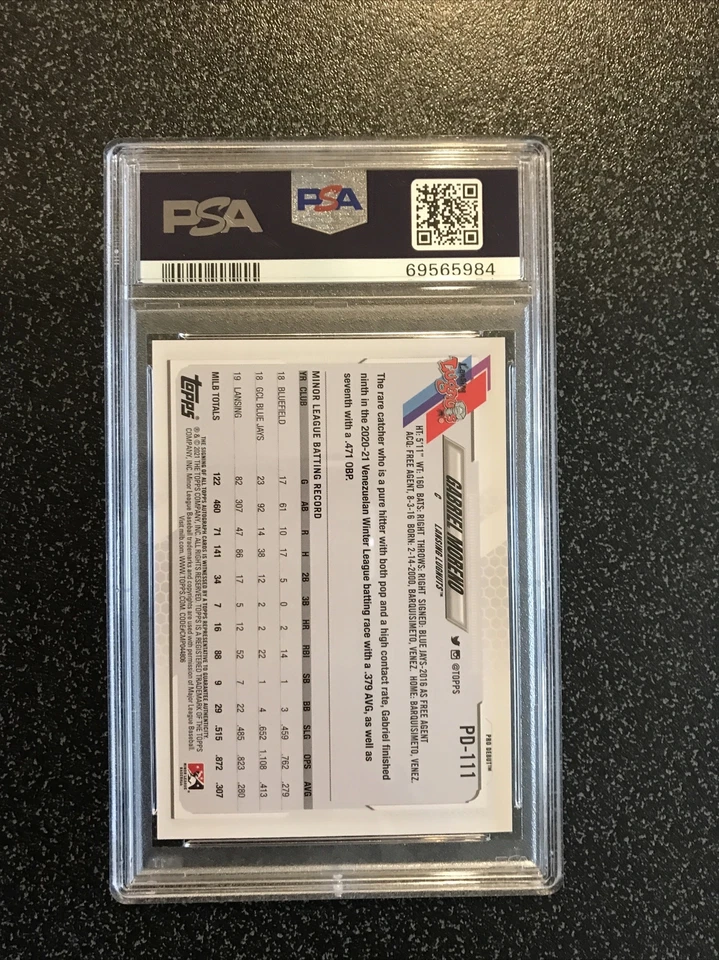 GABRIEL MORENO 2021 Topps Pro Debut RC ROOKIE AUTOGRAPH #PD-111 PSA 10 GEM MT - Image 3 of 4