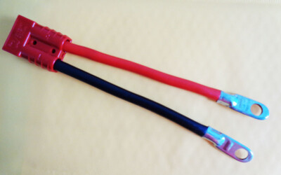 BATTERY CABLE W/ RED PLUG 992G1, SB50A, 3/8'' EYELETS, APPROX. 9'' OVERALL LENGTH 