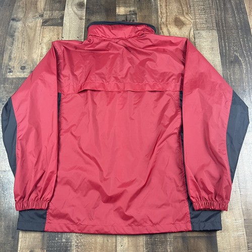 Columbia Size XL Windbreaker Jacket Mens Full Zip Red And Black With Hidden Hood - Picture 2 of 10