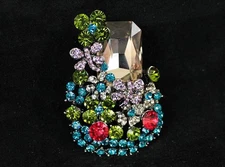 DRAGONFLY BROOCH PIN PENDANT JEWELRY AUSTRIAN RHINESTONE CRYSTAL B1525-TEAL