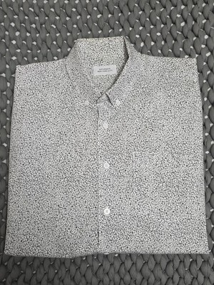 Saturdays NYC Lightweight Speckled Button-up Long Sleeve Shirt SZ Medium *FLAWS 