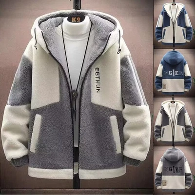 Herren Outwearlinie mit Kapuze Fleece Jacke Mantel Cardigan Freizeit Winter Warm - Bild 1 von 4