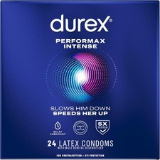 Durex Performax Intense Delay Lubricated Condoms Ribbed Dotted Latex 24 Count