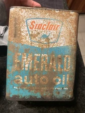 VINTAGE SINCLAIR EMERALD AUTO OIL 2 GALLON CAN automobilia