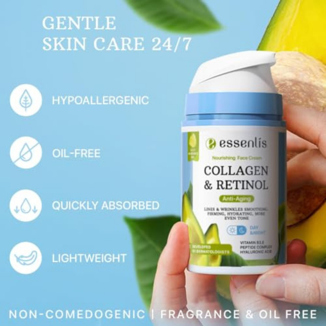 Face Moisturizer Collagen Cream, anti Aging Face Cream with Retinol Hyaluronic A