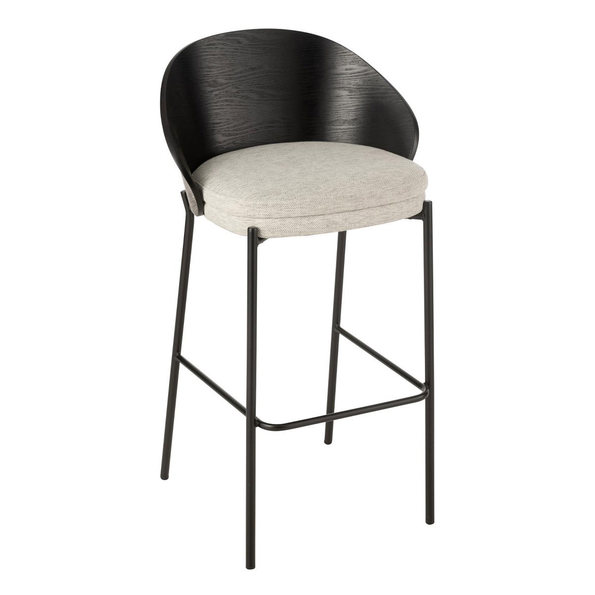 Chaise de bar Lone 97cm dossier ergonomique noir gris anti-mal de dos
