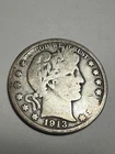 1913 BARBER SILVER HALF DOLLAR