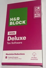 H&R Block Tax Software Deluxe 2025 Windows 10/11 & Mac OSX 12 or later  Key Card