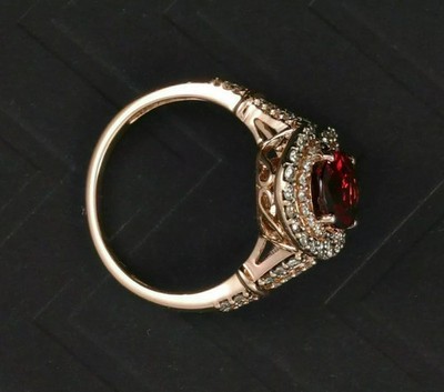 2.50Ct Oval Cut Garnet &Lab Created Diamond 14k Rose Gold FN Engagement Ring